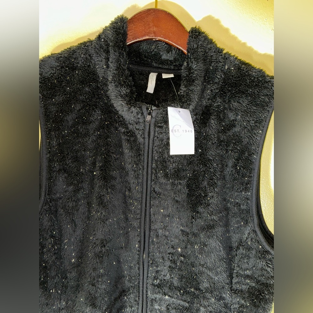 Actine Ladies Vest Black w/Silver Metallic Threads Size XL - Picture 2 of 8